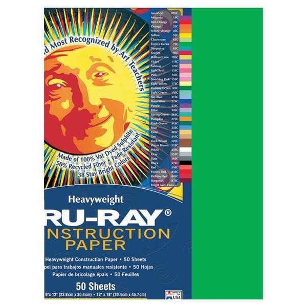 Tru-Ray Tru-Ray 054075 Construction Paper 12 x 18 In. Festive Green; Pack Of 50 54075